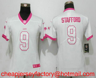 Women's Detroit Lions #9 Matthew Stafford White Pink 2016 Color Rush Fashion NFL Nike Limited Jersey