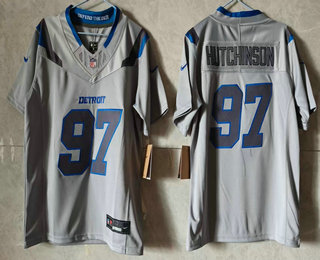 Women's Detroit Lions #97 Aidan Hutchinson Grey 2026 FUSE Rivalries Collection Limited Stitched Jersey