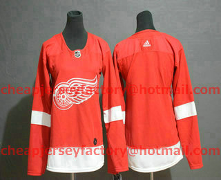 Women's Detroit Red Wings Blank Red Adidas Stitched NHL Jersey