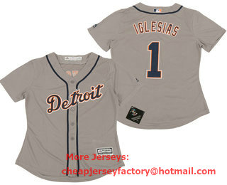 Women's Detroit Tigers #1 Jose Iglesias Alternate Grey MLB Cool Base Jersey