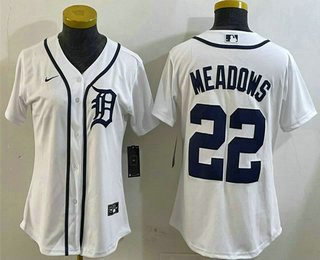 Women's Detroit Tigers #22 Parker Meadows White Cool Base Stitched Jersey