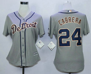 Women's Detroit Tigers #24 Miguel Cabrera Gray Cool Base Baseball Jersey