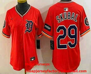 Women's Detroit Tigers #29 Tarik Skubal Orange Stadium Jersey