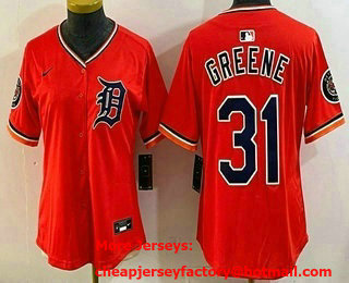 Women's Detroit Tigers #31 Riley Greene Orange Stadium Jersey