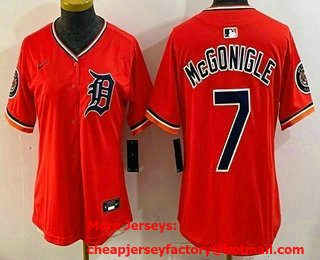 Women's Detroit Tigers #7 Kevin McGonigle Orange Stadium Jersey