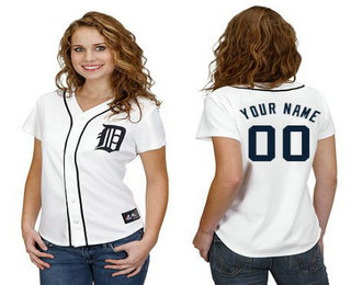 Women's Detroit Tigers Home White Customized Jersey