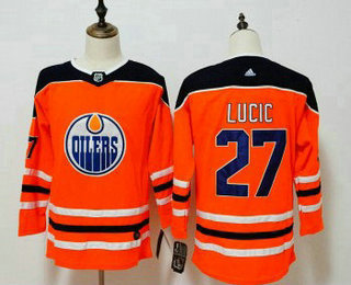 Women's Edmonton Oilers #27 Milan Lucic Orange Home 2017-2018 Hockey Stitched NHL Jersey
