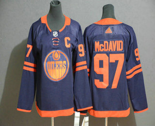 Women's Edmonton Oilers #97 Connor McDavid Navy Blue 50th Anniversary Adidas Stitched NHL Jersey