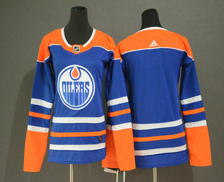 Women's Edmonton Oilers Blank Blue Adidas Stitched NHL Jersey