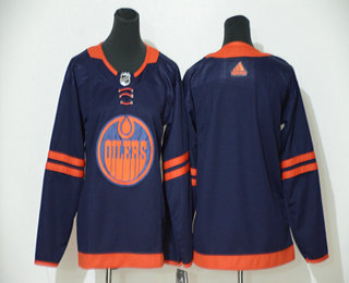Women's Edmonton Oilers Blank Navy Blue 50th Anniversary Adidas Stitched NHL Jersey