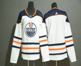 Women's Edmonton Oilers Blank White Adidas Stitched NHL Jersey