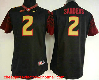 Women's Florida State Seminoles #2 Deion Sanders Black Stitched College Football Nike NCAA Jersey