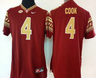 Women's Florida State Seminoles #4 Dalvin Cook Red With Gold Stitched College Football Nike NCAA Jersey