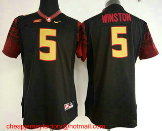 Women's Florida State Seminoles #5 Jameis Winston Black Stitched College Football Nike NCAA Jersey
