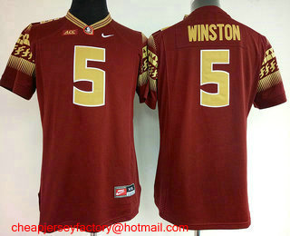 Women's Florida State Seminoles #5 Jameis Winston Red Stitched College Football Nike NCAA Jersey