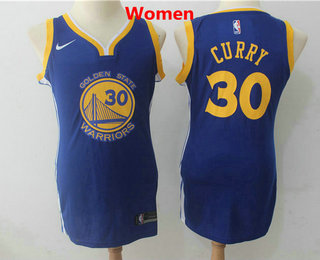 Women's Golden State Warriors #30 Stephen Curry Royal Blue 2017-2018 Nike Swingman Stitched NBA Jersey