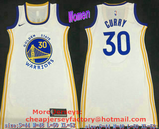 Women's Golden State Warriors #30 Stephen Curry White Nike Swingman Stitched Dress Jersey