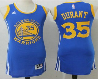 Women's Golden State Warriors #35 Kevin Durant Blue Dress Jersey