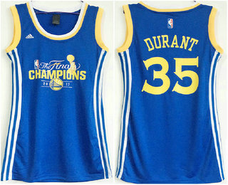 Women's Golden State Warriors #35 Kevin Durant Royal Blue 2017 The Finals Championship Stitched NBA Swingman Jersey