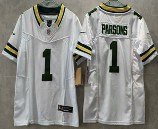 Women's Green Bay Packers #1 Micah Parsons Limited FUSE White Vapor Jersey