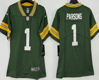 Women's Green Bay Packers #1 Micah Parsons Limited Green Vapor Jersey