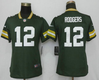 Women's Green Bay Packers #12 Aaron Rodgers Green 2017 Vapor Untouchable Stitched NFL Nike Limited Jersey