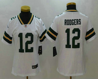 Women's Green Bay Packers #12 Aaron Rodgers White 2017 Vapor Untouchable Stitched NFL Nike Limited Jersey