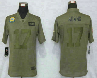 Women's Green Bay Packers #17 Davante Adams NEW Olive 2019 Salute To Service Stitched NFL Nike Limited Jersey