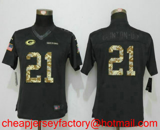 Women's Green Bay Packers #21 Ha Ha Clinton-Dix Black Anthracite 2016 Salute To Service Stitched NFL Nike Limited Jersey