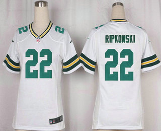 Women's Green Bay Packers #22 Aaron Ripkowski White Road Stitched NFL Nike Game Jersey