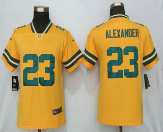 Women's Green Bay Packers #23 Jaire Alexander Gold 2019 Inverted Legend Stitched NFL Nike Limited Jersey
