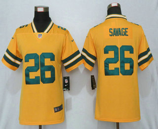 Women's Green Bay Packers #26 Darnell Savage Jr Gold 2019 Inverted Legend Stitched NFL Nike Limited Jersey