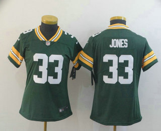 Women's Green Bay Packers #33 Aaron Jones Green 2017 Vapor Untouchable Stitched NFL Nike Limited Jersey