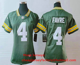 Women's Green Bay Packers #4 Brett Favre Green 2017 Vapor Untouchable Stitched NFL Nike Limited Jersey
