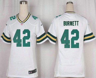 Women's Green Bay Packers #42 Morgan Burnett White Road Stitched NFL Nike Game Jersey