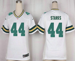 Women's Green Bay Packers #44 James Starks White Road Stitched NFL Nike Game Jersey