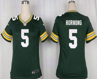 Women's Green Bay Packers #5 Paul Hornung Green Team Color Stitched NFL Nike Game Jersey