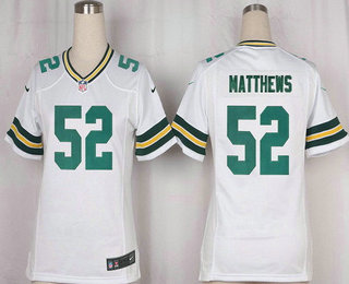 Women's Green Bay Packers #52 Clay Matthews White Road Stitched NFL Nike Game Jersey