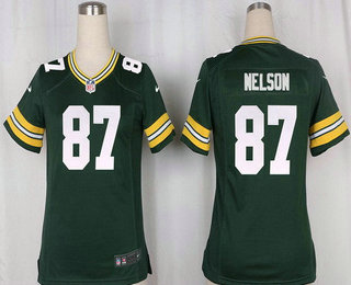 Women's Green Bay Packers #87 Jordy Nelson Green Team Color Stitched NFL Nike Game Jersey