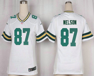 Women's Green Bay Packers #87 Jordy Nelson White Road Stitched NFL Nike Game Jersey