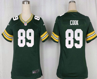 Women's Green Bay Packers #89 Jared Cook Green Team Color Stitched NFL Nike Game Jersey