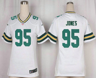 Women's Green Bay Packers #95 Datone Jones White Road Stitched NFL Nike Game Jersey