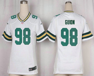 Women's Green Bay Packers #98 Letroy Guion White Road Stitched NFL Nike Game Jersey