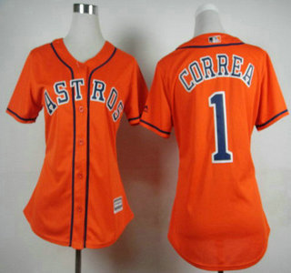 Women's Houston Astros #1 Carlos Correa Alternate Orange 2015 MLB Cool Base Jersey