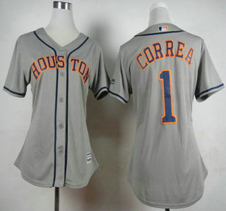 Women's Houston Astros #1 Carlos Correa Away Gray 2015 MLB Cool Base Jersey