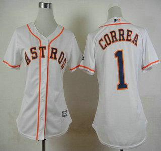 Women's Houston Astros #1 Carlos Correa Home White 2015 MLB Cool Base Jersey