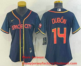 Women's Houston Astros #14 Mauricio Dubon 2022 Navy Blue City Connect Cool Base Stitched Jersey