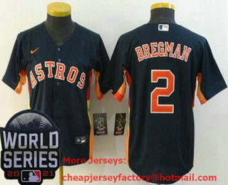 Women's Houston Astros #2 Alex Bregman Navy 2021 World Series Stitched Cool Base Nike Jersey