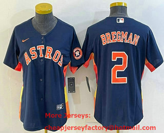 Women's Houston Astros #2 Alex Bregman Navy Blue With Patch Stitched MLB Cool Base Nike Jersey