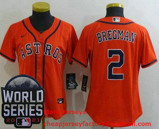 Women's Houston Astros #2 Alex Bregman Orange 2021 World Series Stitched Cool Base Nike Jersey